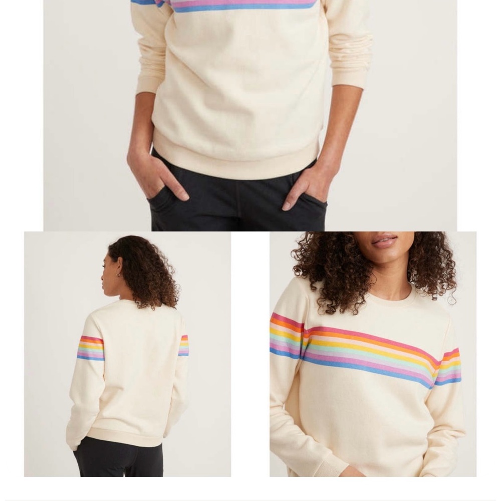 Women's Cream Sweater with Rainbow Stripes